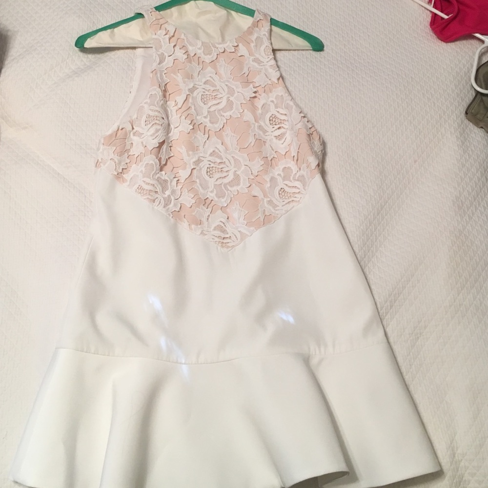 KEEPSAKE white top lace mini dress